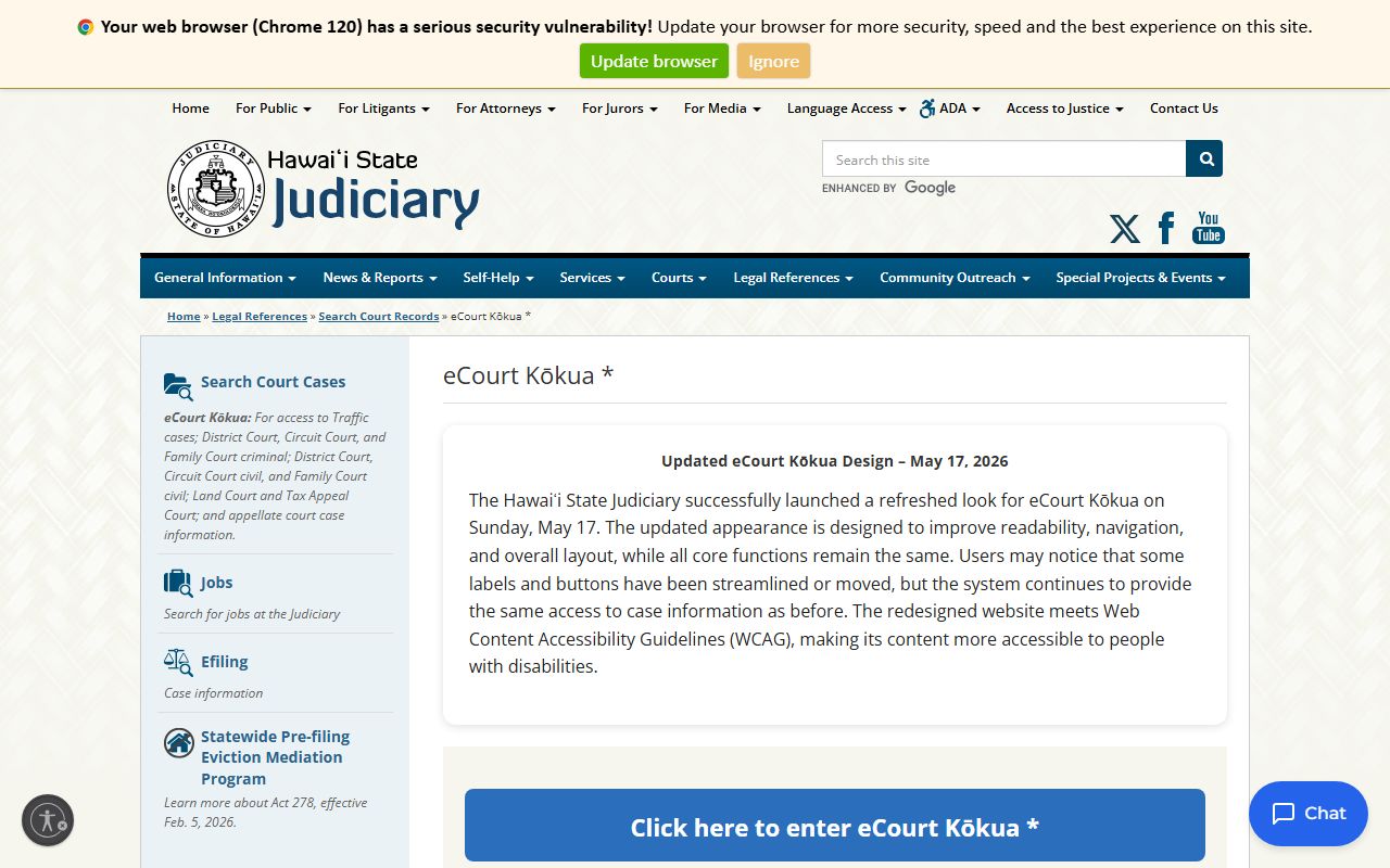 Kauai County court records after arrest eCourt Kokua information page